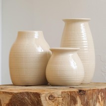 Fortivo Beige Vases for Decor - Rustic Home Decor, Modern Farmhouse Decorations - £17.41 GBP