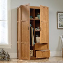 Bedroom Wardrobe Cabinet Storage Closet Organizer in Medium Oak Finish - $676.49