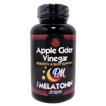 60 Apple Cider Vinegar 500mg + Melatonin 4mg Capsules ACV Pill - £11.92 GBP