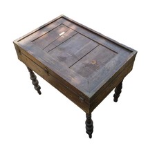 Wood Chest with Brass Accents Handmade Table Antique - £237.40 GBP