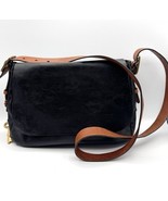 Fossil Harper Crossbody Bag Black Cow Hide Leather Large Flap Brass Key ... - $63.91 CAD