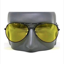 Mens Classic Vintage Retro Style Sun Glasses Shades Black Wire Frame Yellow Lens - £11.04 GBP