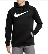 Nike Men&#39;s Black Hoodie Therma Fit Swoosh PULL-OVER Zip Pocket CU6238-010 Small - £34.44 GBP