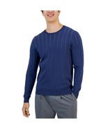 Alfani Men&#39;s Double-Knit Crewneck Sweater Blue Nite-Medium - $374.21 MXN