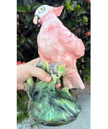 Old Vintage Italian Ceramic Pottery Cockatoo Parrot Pink Bird Statue Mid... - $164.88 CAD
