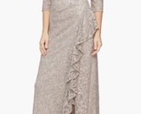 Alex Evenings Sequin Lace A-Line Gown in Buff Size 8P Side Slit Lined Co... - $93.49