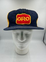 VTG ORO Hybrids Hat Patch Snapback Denim Yellow Mesh Made in the USA See... - $24.08