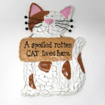 Ganz Cat Shaped Wall Plaque &quot;A Spoiled Rotten Cat Lives Here&quot; Orange Whi... - £11.37 GBP