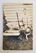 antique PHOTO milwaukee wi BOLL farmer BOY overalls WAGON rppc harry&#39;s son - £30.29 GBP