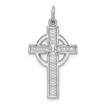 14K White Gold Celtic Cross Charm Pendant Religious Jewerly 31mm x 16mm - £83.12 GBP