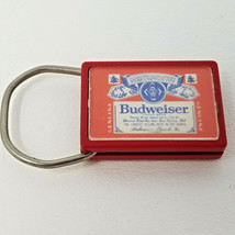 Budweiser St. Andrews Day Keychain 1982 Red Square Label Vintage - £8.96 GBP