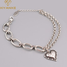 XIYANIKESilver Color Love Heart Eroval CIrregular Chain Bracelet For Woman Uniqu - £10.21 GBP