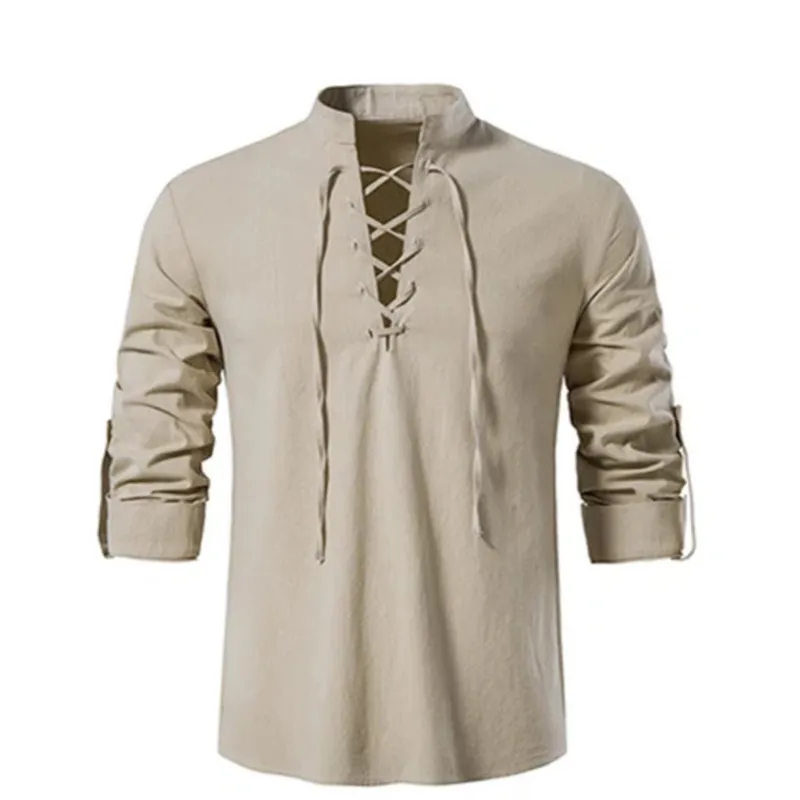 2022 New Men&#39;s V-neck shirt T-shirt Fashion Vintage Thin Long Sleeve Top men Cas - £89.10 GBP
