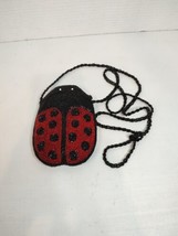 New Ladybug Beaded Zippered Cross body Coin Purse Double-Sided Red Black - $18.69