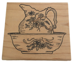 Great Impressions Rubber Stamp Pitcher in Wash Bowl Water Basin Home Decor - £6.28 GBP
