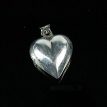 Vintage 925 Sterling Silver Signed SU Hollow Medium Heart Necklace Pendant 2.2g  - £11.92 GBP