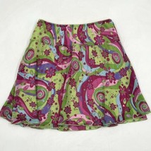 Talbots Kids Girls Skirt Size 7 Pink Green Blue Retro Print A Line Lined Swing - £8.56 GBP