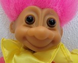 Vintage Russ Berrie Troll Pink Yellow Clown Jester Plush Doll Pink Hair - £6.14 GBP