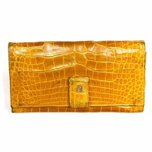 Mob wife aesthetic VTG FENDI SAS Bright Yelow Patent Crocodile Wallet Ch... - £212.01 GBP