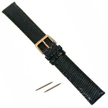 8&quot; Genuine Lizard Leather Wrist Watch Band Long Black 18mm w/Pins - £13.47 GBP