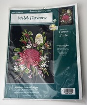 Wild Flowers Counted Cross Stitch Kit Jeanett Crews Fiona Jude New Black Aida - £17.20 GBP