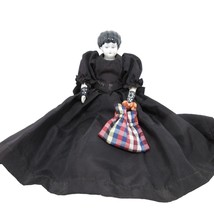 Antique German Porcelain China Doll Dress Black Widow Lace with Accessories 9&quot; - £101.45 GBP
