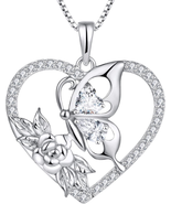 Gift for Women Wife Mom, Women&#39;S Butterfly Necklace 925 Sterling Silver ... - £77.98 GBP