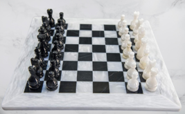 JT Handmade White and Black Weighted Full Marble Chess Game Set - 15 inches - £104.54 GBP