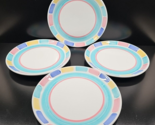 4 Caleca Color Blocks Dinner Plates Vintage Pastel Dining Dishes Ware It... - $78.87