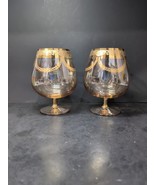 Italian Gold Amber Wine Snifters Set, 22K Gold Balloon Glasses, Elegant ... - $27.15 CAD