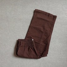 Woman Within Cropped Chino Pants Womens Sz 14W Brown Elastic Waist Wide Leg NWOT - £17.13 GBP