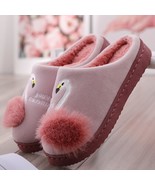 Winter Slippers Women Cute  Flamingo Slippers Non-slip Soft  Plush Warm ... - £15.24 GBP