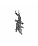 Sterling Silver Alligator Pendant 30x12mm - $63.66 CAD