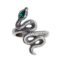 Alchemy Gothic R228 Psalm 68 Ring Green Crystal Serpent England Snake - £24.08 GBP