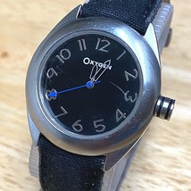VTG Oxygen Unisex Silver Black Steel 50m Leather Analog Quartz Watch~New Battery - £18.60 GBP