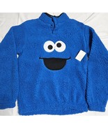 Sesame Street Sherpa Cookie Monster Snap Buttons Pullover Blue Unisex XS... - $19.95