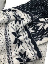 Threshold Throw Blanket Thick Knit Navy Blue & White Fair Isle Snowflake 50"x58" - £44.83 GBP
