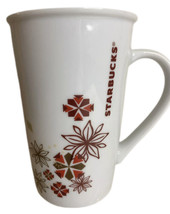 Starbucks Coffee Mug 12 oz Colorful Red Brown Geometric Flower Holiday Christmas - £6.74 GBP