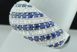 Custom made 14K White Gold Sapphire and Diamond Ring (Size 6 3/4) - $1,350.00