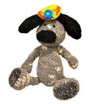 Hand Crochet Puppy Dog Plush in Hat Stuffed Animal Amigurumi Yarn 13 Inc... - $14.39
