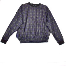 Haggar Golf Men&#39;s Windbreaker Plaid Pullover Green Navy Size Large - $30.16