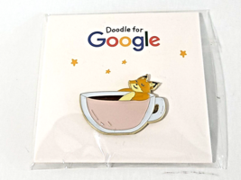 Doodle For GOOGLE Collectable PIN Cat In a coffee Cup Super Rare New In ... - £3.12 GBP