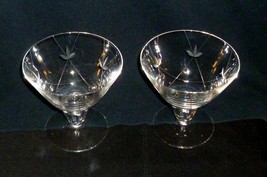 2 Fostoria Champagne/Sherbet Glasses Skyflower Etched Fostoria Lyric 4 1/8&quot; - £26.95 GBP