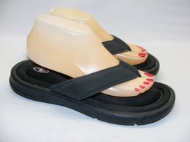 Ladies Women Black Size 9-10 Memory Foam Flip Flops Sandals Slides Slip On Shoes - £16.35 GBP