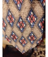 JZ RICHARDS Nordstrom Tie Silk Handcrafted Checkered Diamond Pattern Tan... - $24.62 CAD