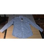 Stafford Travel Blue White Gingham Check Long Sleeve Button Shirt 14.5 3... - $24.95