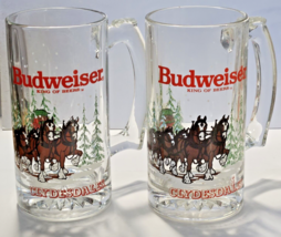 Lot of 2 Anheuser Busch Budweiser King of Beer Clydesdales Glass Mug 5 1... - £11.66 GBP