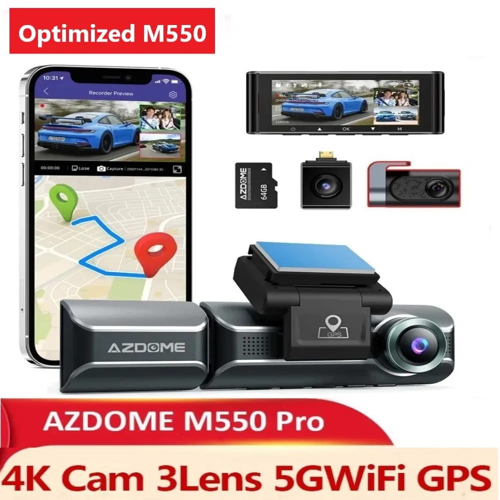Optimized M550 Azdome Car Dvr M550Pro Dash Cam 4K 5Ghz Wi Fi 3 Cameras - £162.34 GBP+