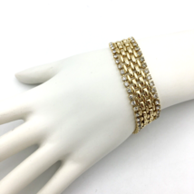 KENNETH JAY LANE vintage bracelet - gold-tone w/ prong-set crystal rhine... - £31.45 GBP