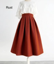 Winter Brown Woolen Midi Skirt Women Custom Plus Size Pleated Party Skirt image 10